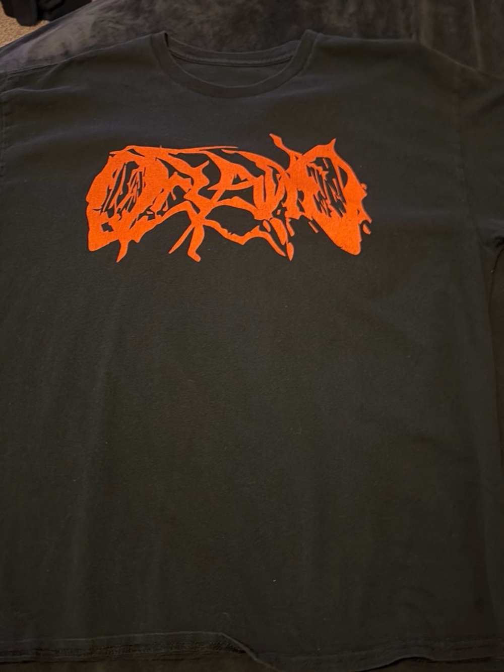 Men's Black Graphic Tee with Orange Logo